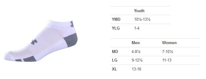 Under Armour Sock Size Chart
