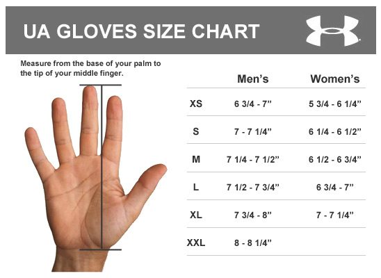 under armor glove size chart